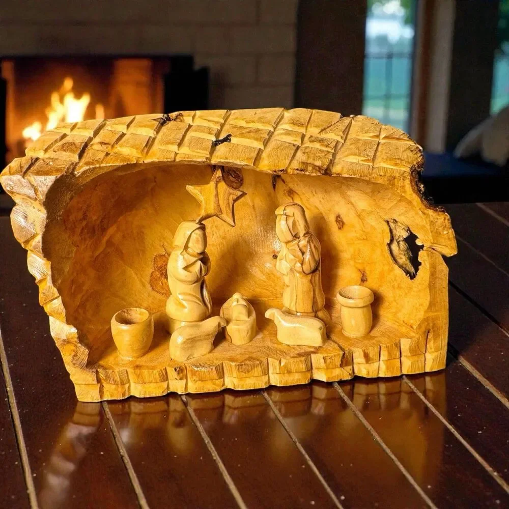 Hand Carved Olive Wood Christmas Nativity Set Holy Land - Jerusalem New